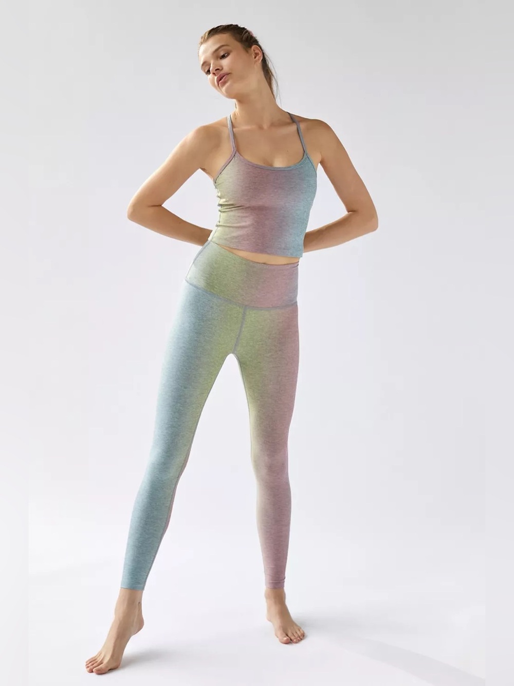 NWT Beyond Yoga Sunset Prismatic SoftMark High Waisted Midi Leggings Size Large